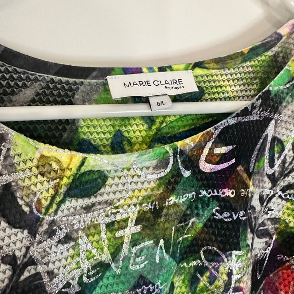 Marie Claire Women's Colorful Graphic Print T-Shirt G/L - Picture 2 of 3